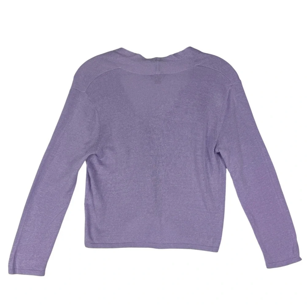 J. Jill Lily Purple Linen Blend V-Neck Button Front Cardigan Sweater Women S NEW